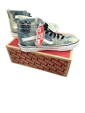 Vans High-Top Sneakers in Blue-Green Tie-Dye with White Stripe Men 7.5 Women 9